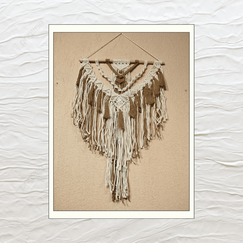TAPIZ MACRAME BLANCO Y MARRON