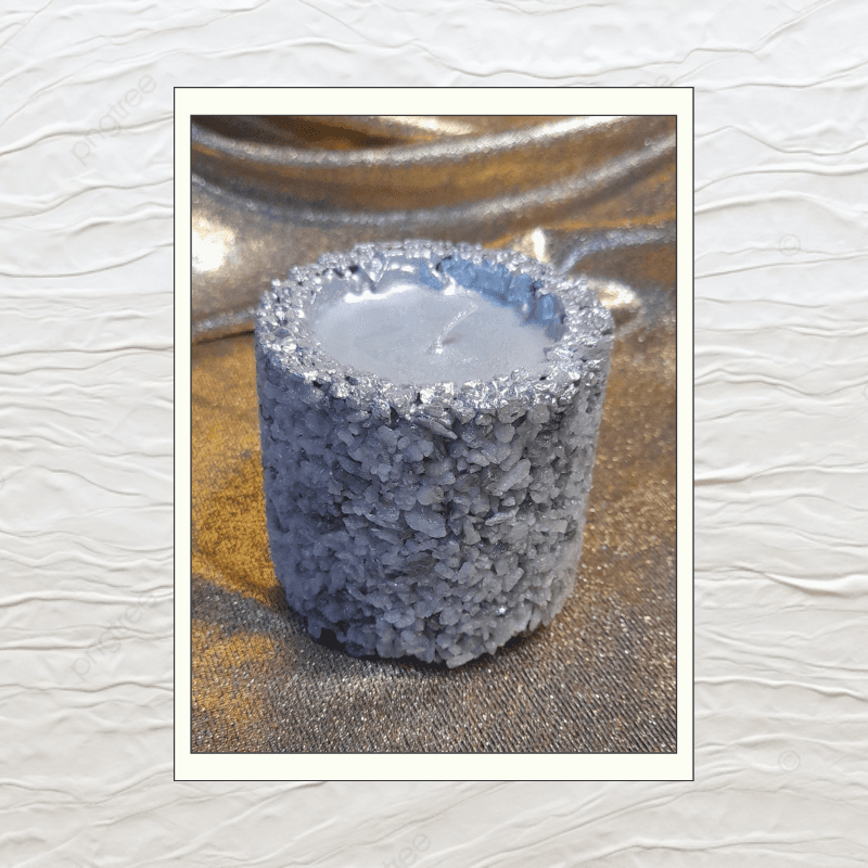 VELA BASE DE PIEDRA PLATEADA